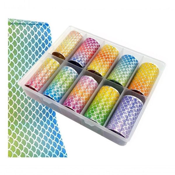 Adesivos De Unhas Sereia Holográfico Decoração Gel Promoção