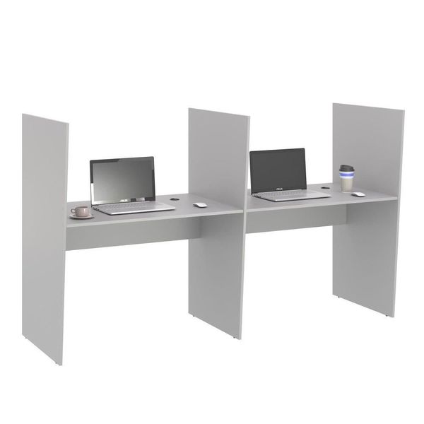 Escrivaninha Office 2 Lugares Letonia Cinza