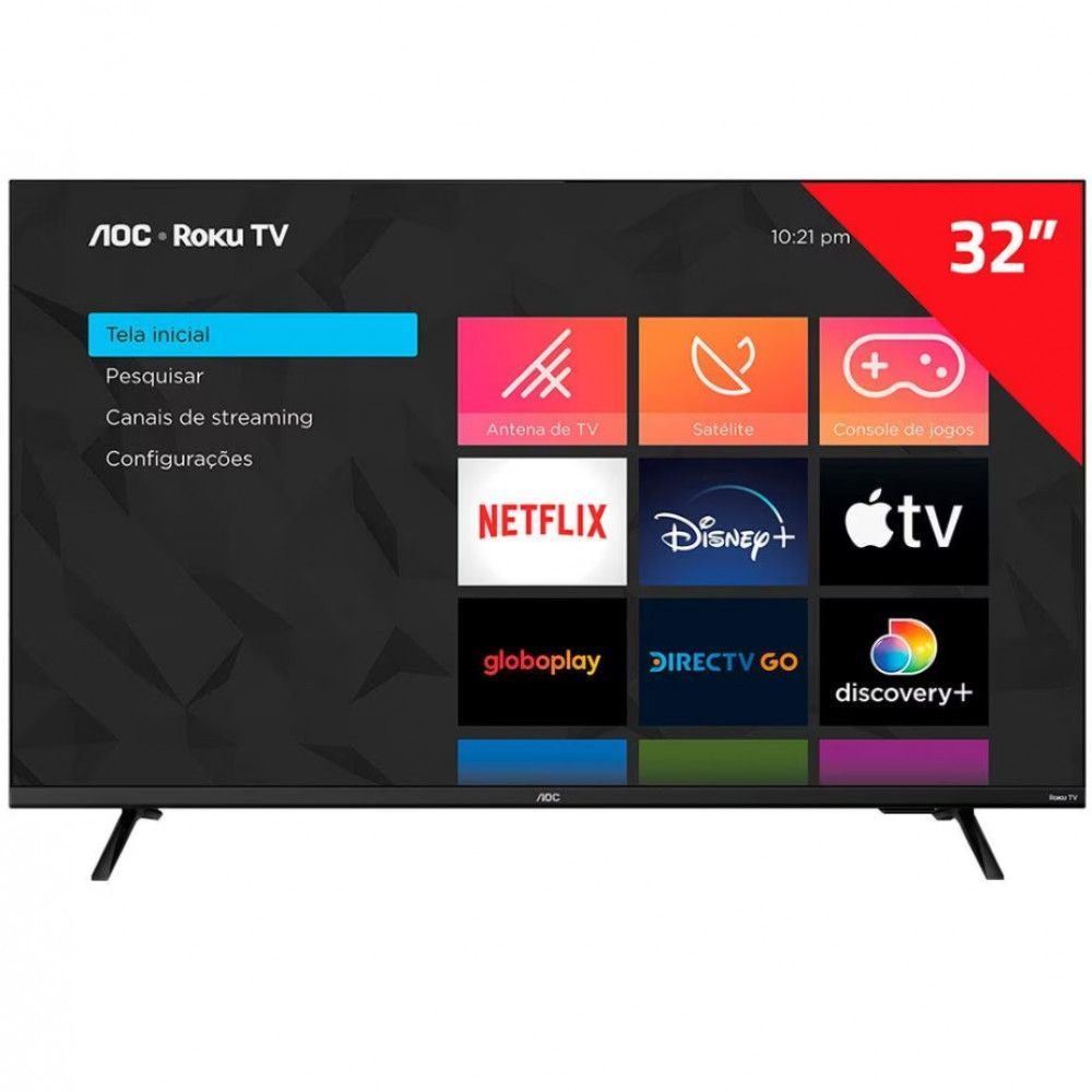 Imagem Smart Tv 32 Aoc Hd 32s5135/78g Roku Tv Dolby Digital Preto