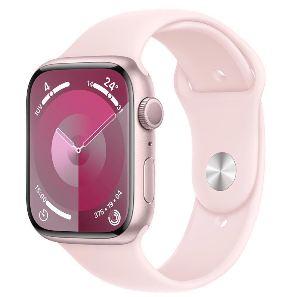 Imagem Apple Watch Series 9 (gps 41 Mm) Caixa Rosa De Alumínio Com Pulseira Esportiva Rosa-clara - P/m