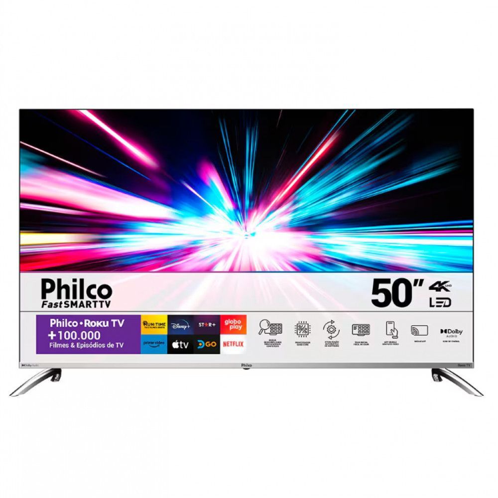 Imagem Smart TV 50 LED UHD 4K Philco PTV5 0G7PR2CSB com HDMI Preto e Prata Bivolt