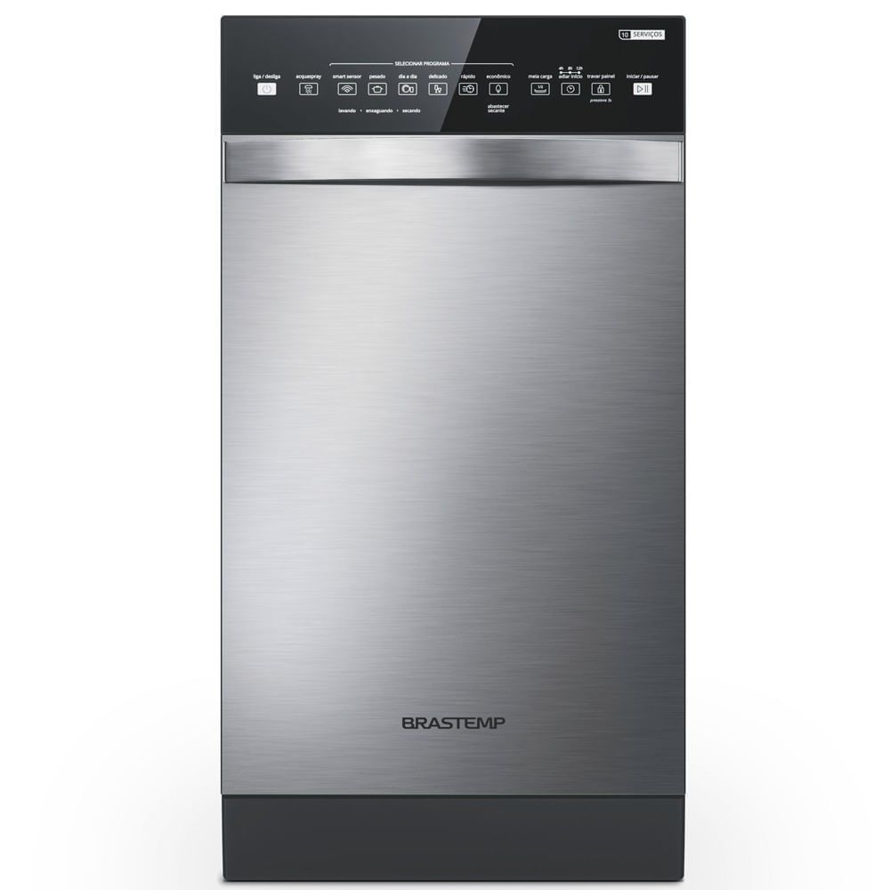 Lava-Louças de Piso Brastemp BLF10BR 10 Serviços Inox com Ciclo Pesado e Painel Touch