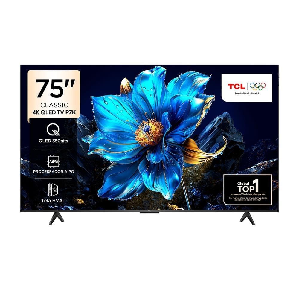 Imagem Smart TV 75 TCL QLED 4K Ultra HD 75P7K Preto Bivolt