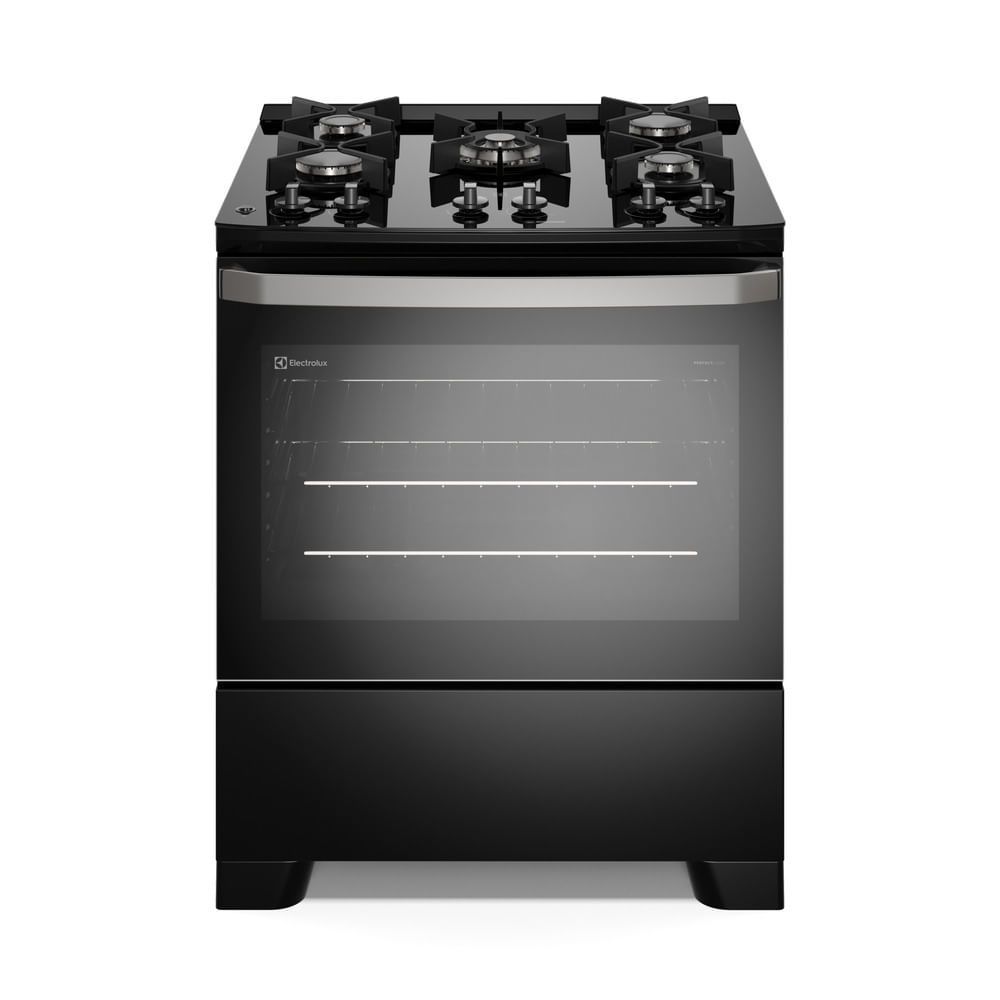 Fogão de Piso 5 Bocas a Gás Electrolux FE5GB Mesa de Vidro Temperado Acendimento Automático Preto Bivolt