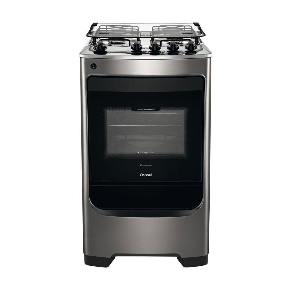 Fogão a Gás de Piso 4 Bocas Consul CFO4NAR Mesa Inox Acendimento Automático Inox Bivolt