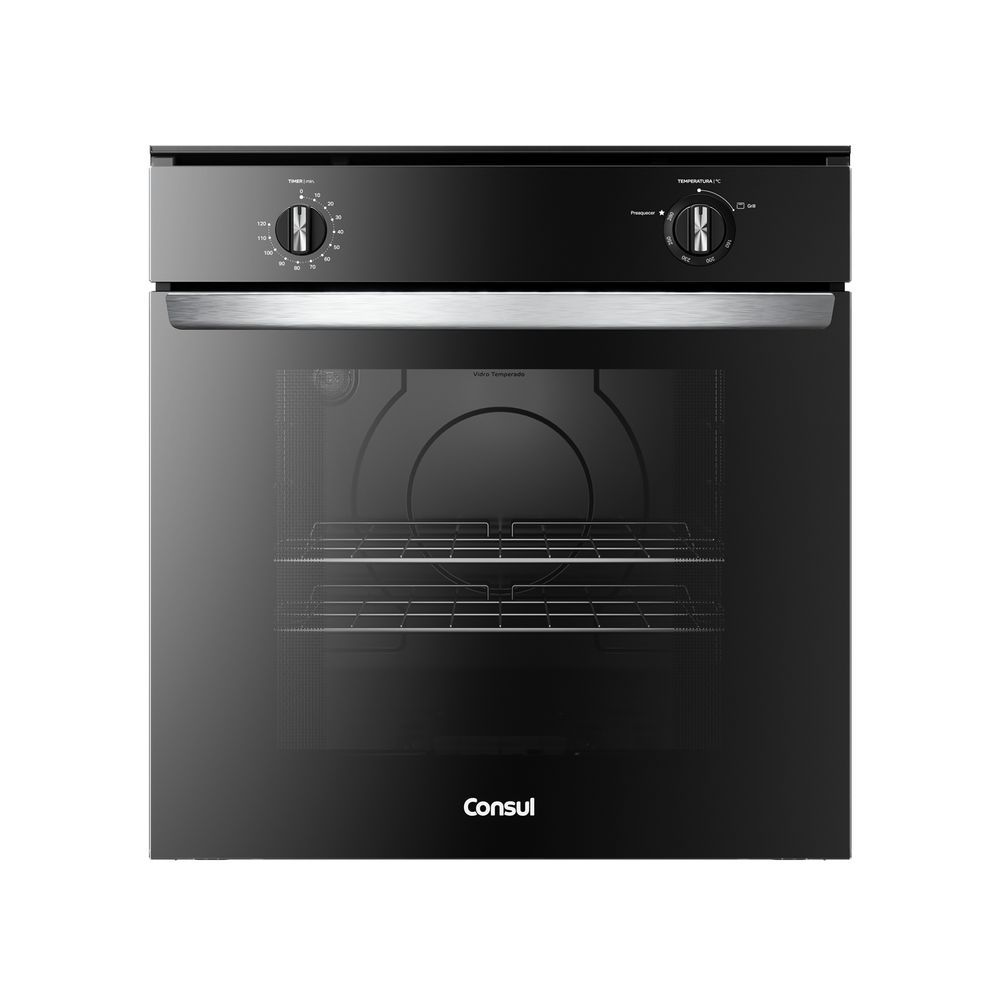 Forno a Gás de Embutir Consul COA84CE 78L com Grill Timer Sonoro e Painel Mecânico Preto 220V