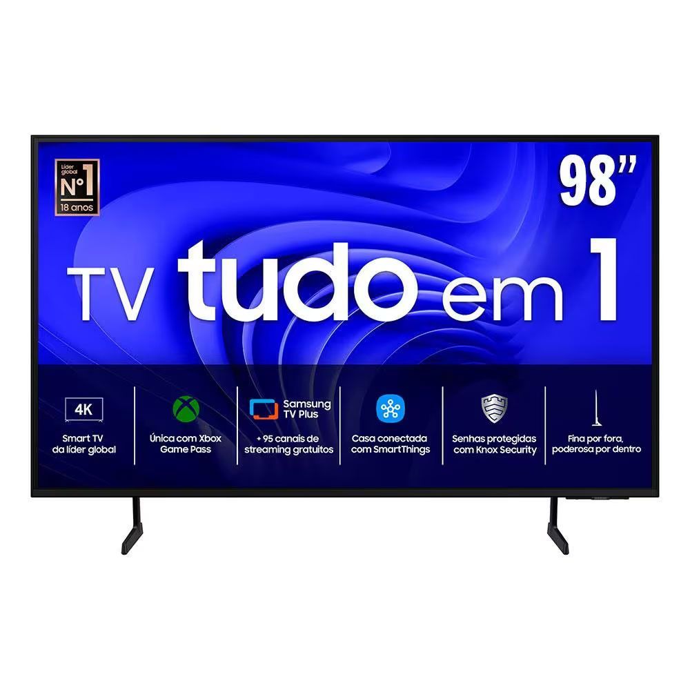 Smart TV Samsung 4K UHD Crystal 98" Com Wi-Fi Preto Com Grafite UN98DU9000