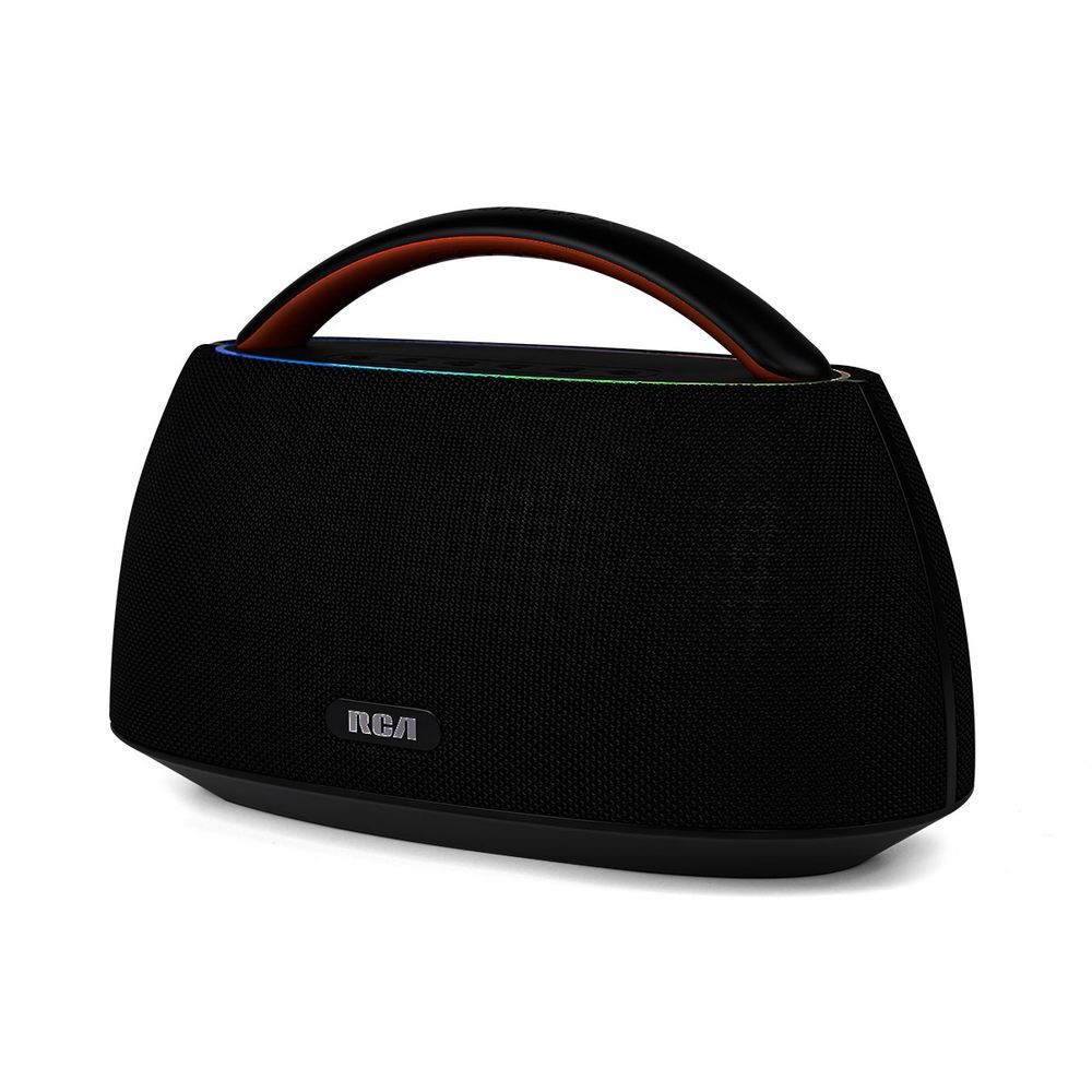 Caixa de Som Portátil RCA Bluetooth 90W IPX5 Luzes LED RGB Potente Design Minimalista Elegante FR316