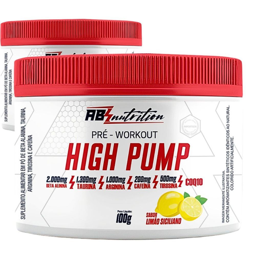 Kit 2 Pré-treino Musculação High Pump Absolut Nutrition 100g Sabor:limao