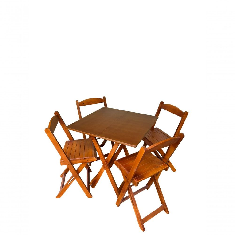 Conjunto Dobrável Bar Restaurantes 1 Mesa 4 Cadeiras Mel Kit