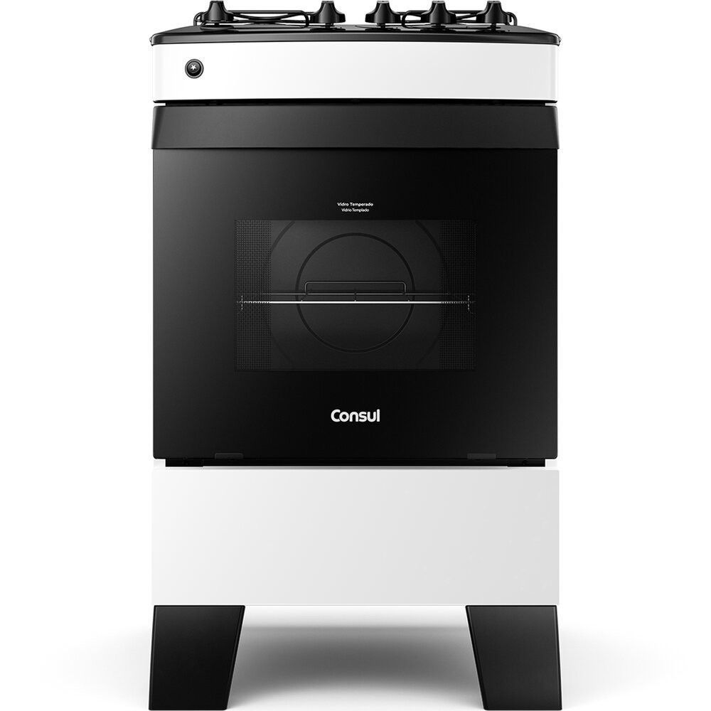 Fogão a Gás de Piso 4 Bocas Consul CFO4ZAB Mesa Esmaltada Acendimento Automático Branco Bivolt