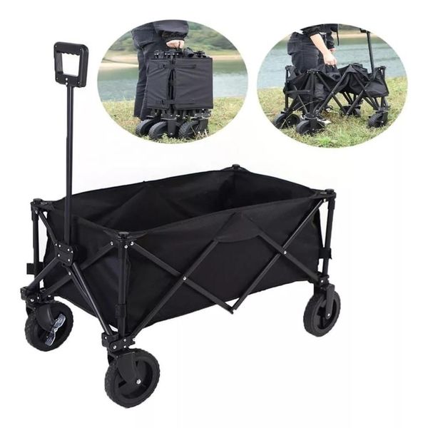 Carrinho Mao Portatil Camping Praia Dobravel 100kg Transporte Mercado Pesca Pacotes Viagem Multiuso Acampamento Reforcad