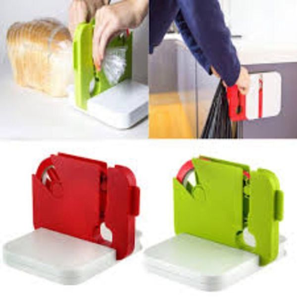 Lacradora Sacolas Alimentos Seladora Manual Sacos Em Metal Lacra Guarda Volumes Supermercado Loja Cozinha Com Suporte E
