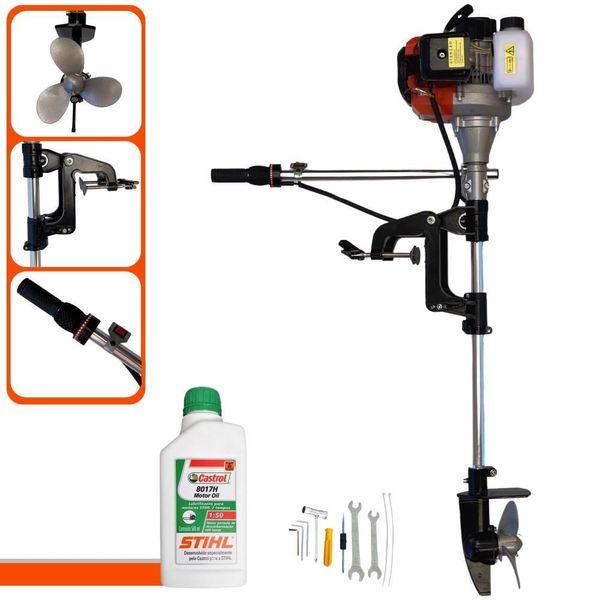 Motor De Popa Import Way 52cc 2,5hp 2t Completo + Óleo Stihl