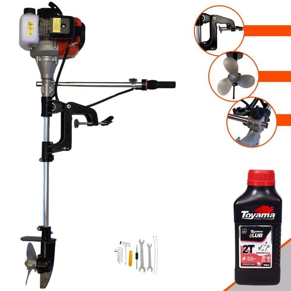 Motor De Popa Completo à Gasolina 52cc 7500rpm + Óleo Toyama