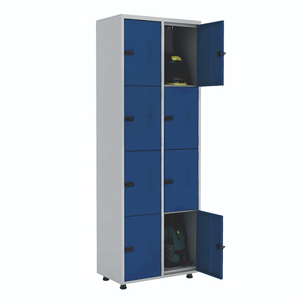 Armário Roupeiro Aço 8 Portas Academia Guarda Volume EA702 Azul