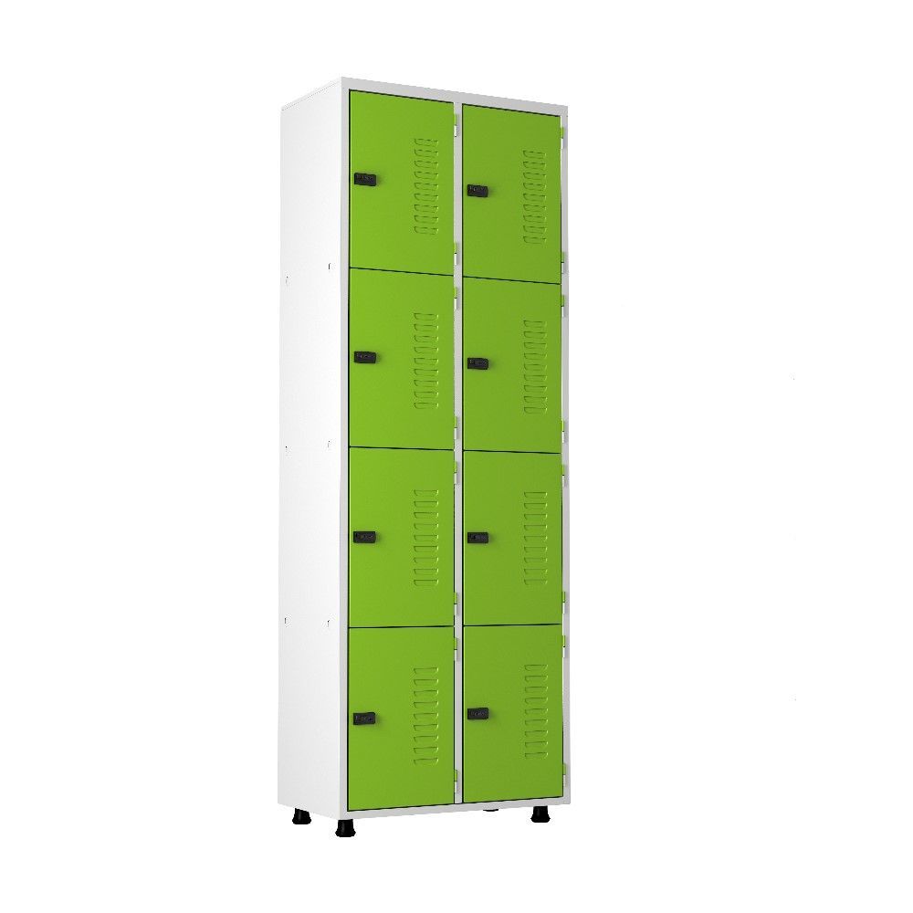 Armário Roupeiro Aço 8 Portas Academia Guarda Volume EA702 Verde