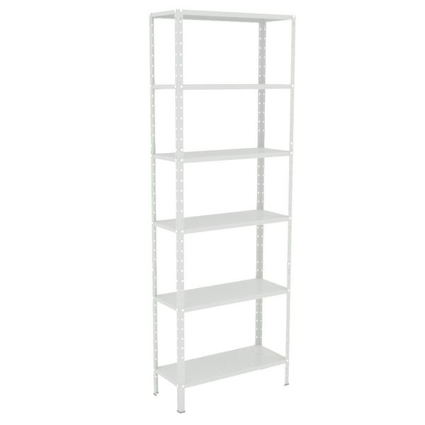 Estante Aço 6 Prateleiras EAF015 Branco Estante 6 Prateleiras Aço Livros Quarto Cozinha Multiuso Fer Branco