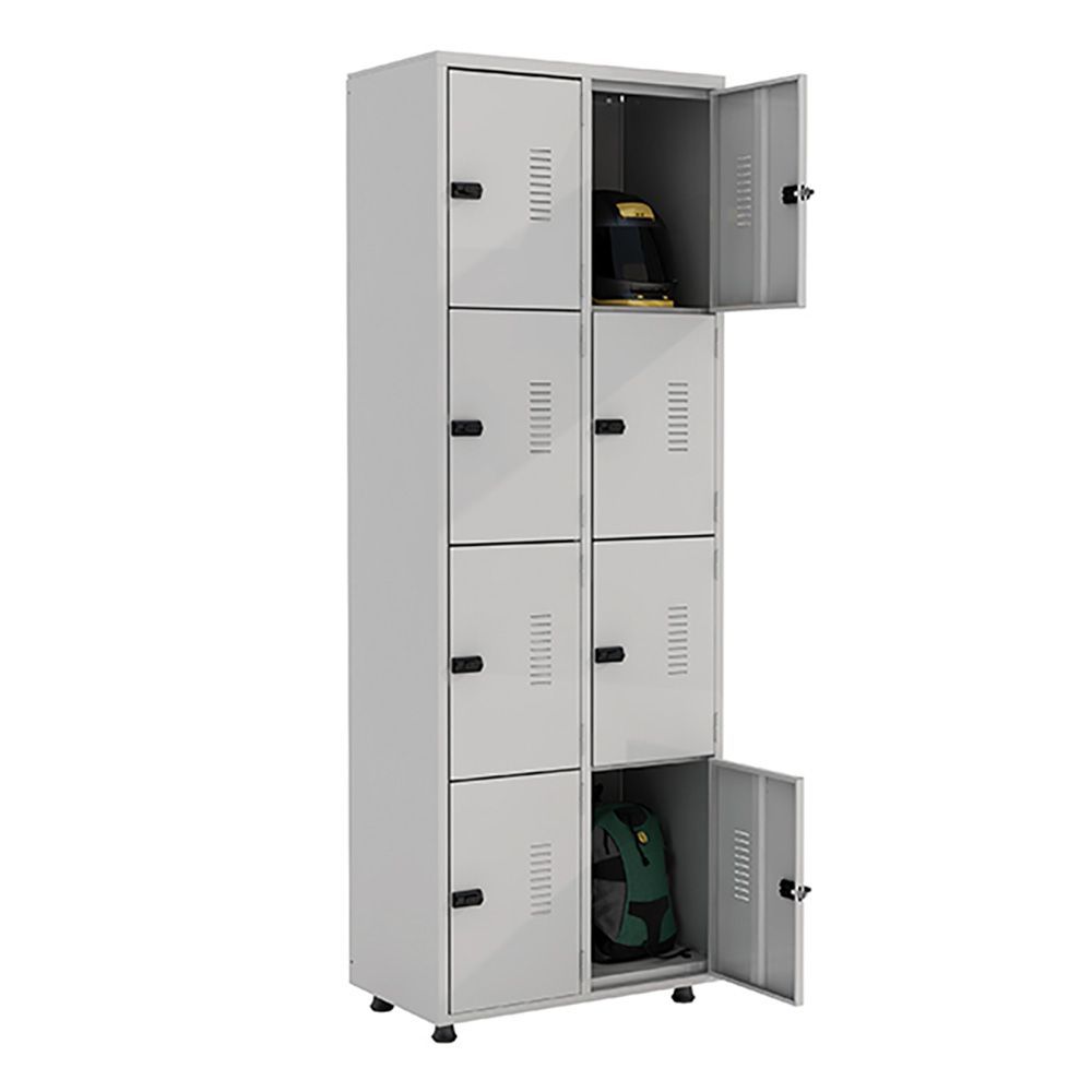 Armário Roupeiro Aço 8 Portas Academia Guarda Volume Ea702 Cinza