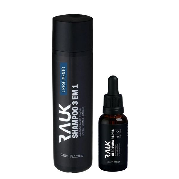 Kit Shampoo 3×1 240ml E óleo Para Barba 30ml Masculino Rauk