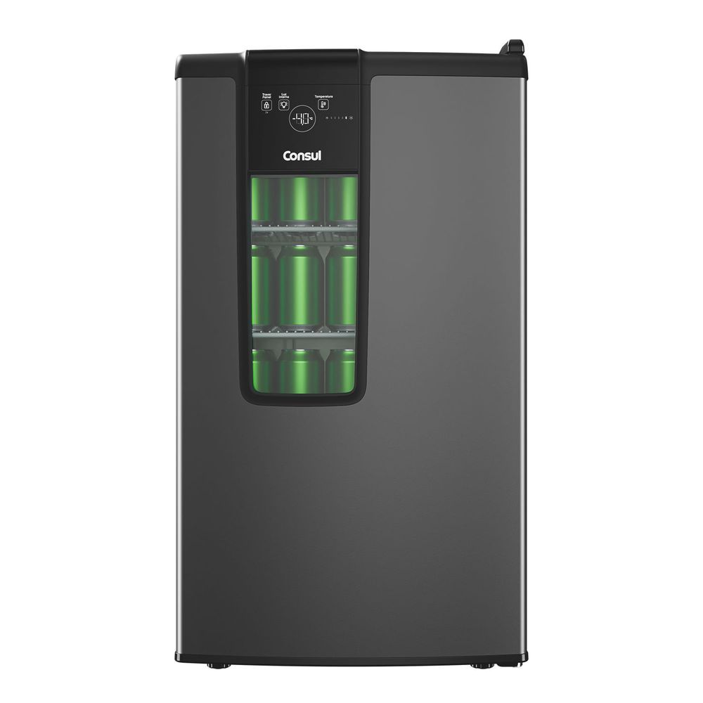Cervejeira CZD12MT 83L Titanium Cinza com Display Digital Porta de Vidro e Prateleiras Consul