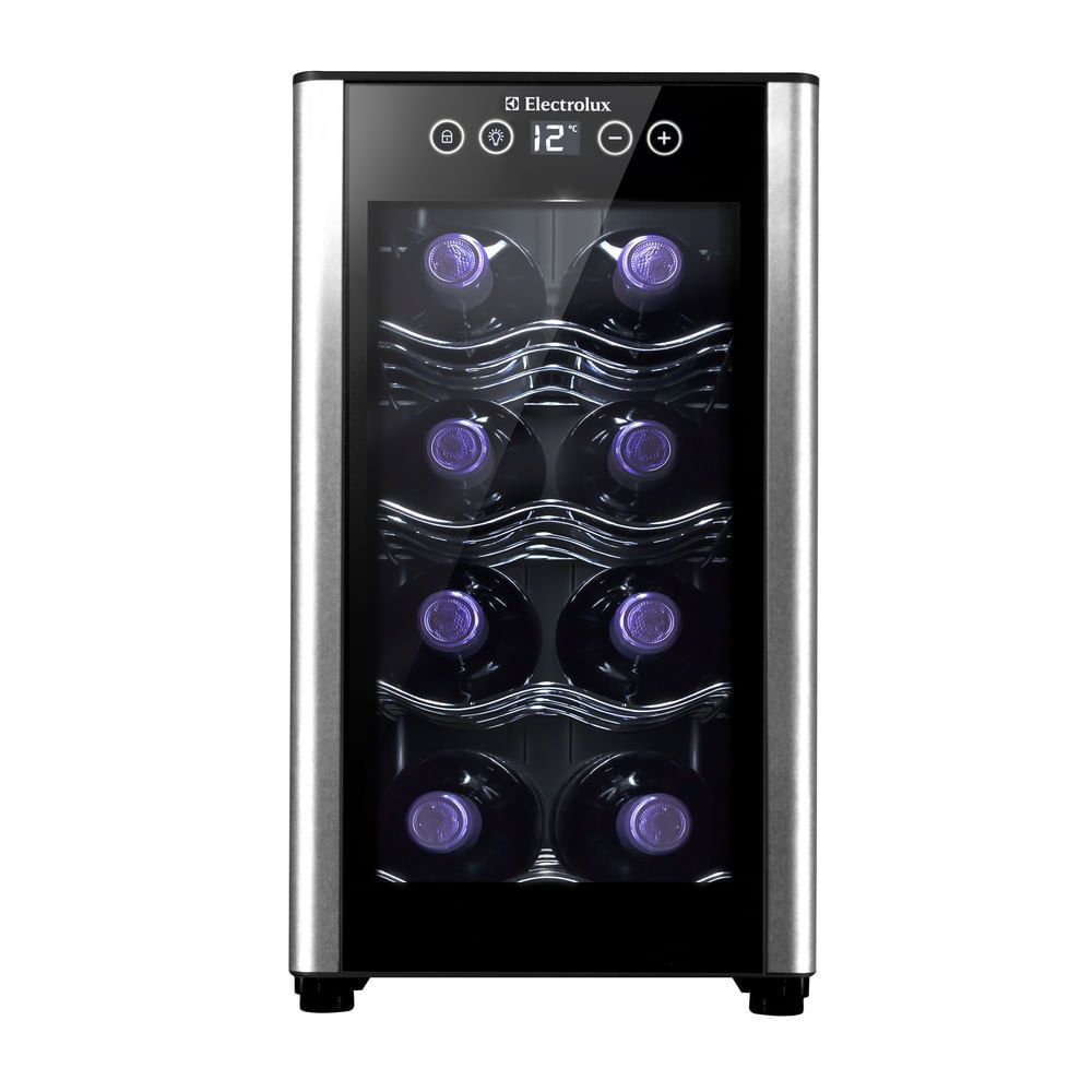 Adega de Vinho Climatizada Electrolux ACB08 8 Garrafas Porta de Vidro Preto Bivolt