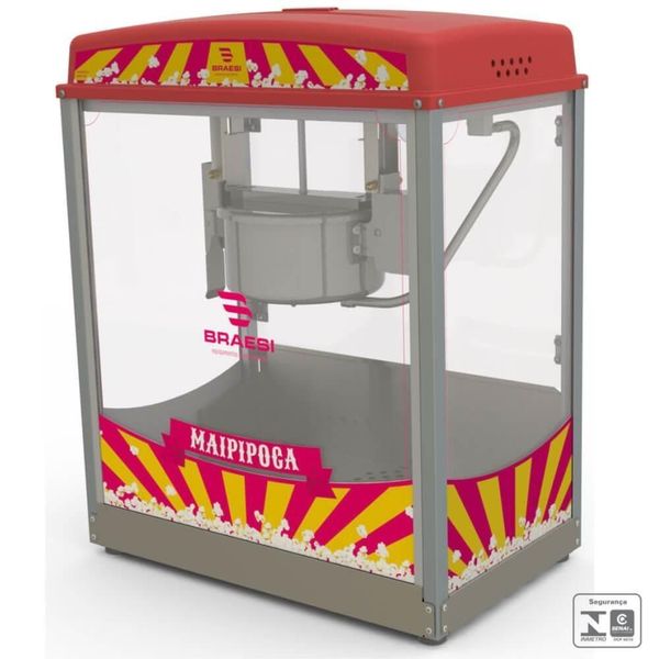Pipoqueira Elétrica Bmp-150 B5802 Alta Produção 2,8kg-h 1200W 110V Aço Inox para Uso Comercial Braesi Pipoqueira Braesi Aço Inox Máquina De Fazer Pipoca Elétrica Bmp-150 B5802 110V