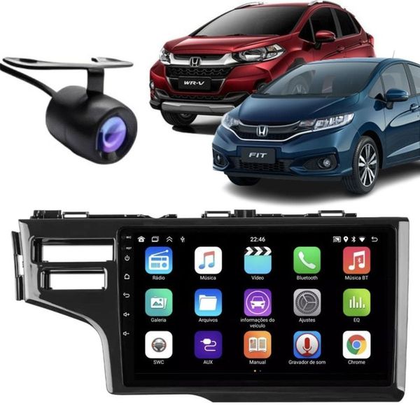 Central Multimídia Automotiva 2 Din E-tech Premium 9 Polegadas Android 13 Preto com Wi-Fi e Bluetooth com Câmera de Ré Central Multimídia 2 Din E-tech Premium 9 Polegadas Android 13 Preto com Câmera de Ré para Honda Fit