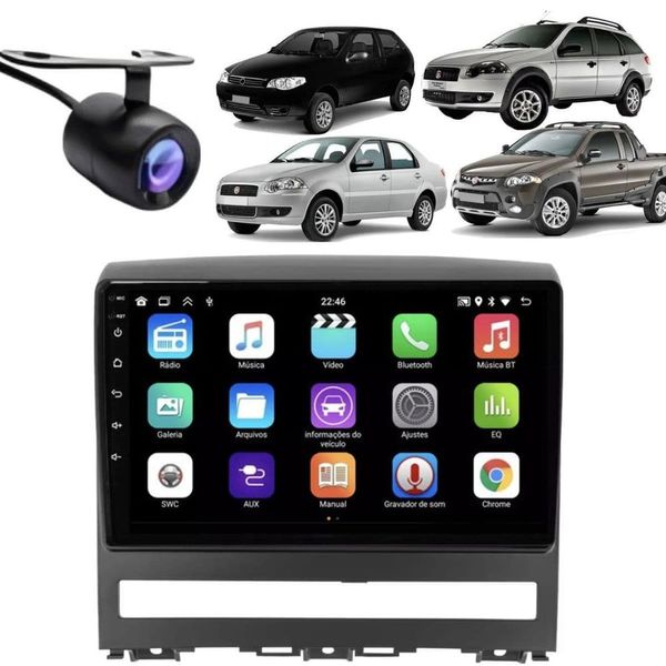 Central Multimídia Automotiva 2 Din E-tech Premium Android 9 Pol 9 PRETO Wi-Fi Bluetooth Câmera de Ré Fiat Palio Central Multimídia Automotiva 2 Din E-tech Premium Android 9 Pol 9 PRETO Wi-Fi Bluetooth Câmera