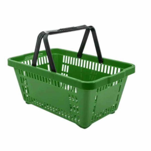 Cesto para Compras Grande com Alça Plástico Resistente e Empilhável Verde para Comércios Variados Verde Cesto para Compras Grande com Alça Plástico Resistente Empilhável Verde Verde