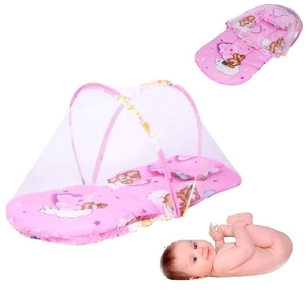 Berço Mosquiteiro Portátil com Colchão e Travesseiro Proteção Contra Mosquitos e Insetos Rosa Yeet Berço Mosquiteiro Portátil com Colchão Proteção Contra Mosquitos Rosa Yeet