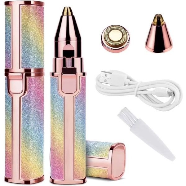 Depilador Elétrico Portátil 2 em 1 para Sobrancelha Buço Corpo à Prova D'água Rosa OEM Bivolt USB Depilador Elétrico Portátil 2 em 1 para Sobrancelha Buço e Corpo Rosa OEM Bivolt USB