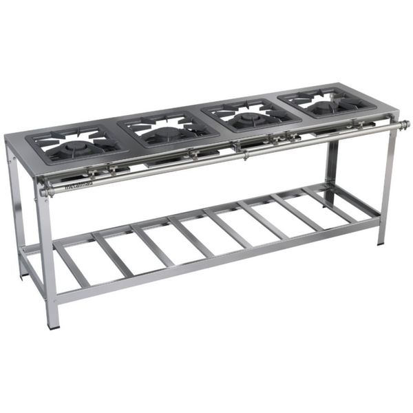 Fogão Industrial Stori Premium 4 Bocas 40x40 Em Linha M8 Aço Inox 430 Metalmaq
