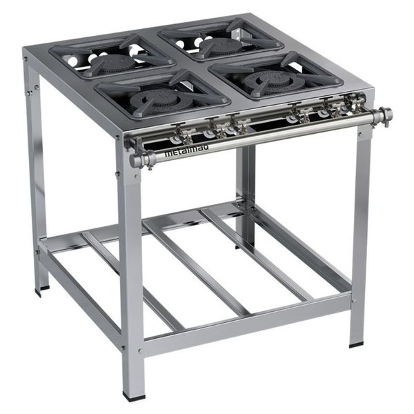Fogão Industrial Stori Premium 4 Bocas 30x30 M14 Aço Inox 430 Metalmaq