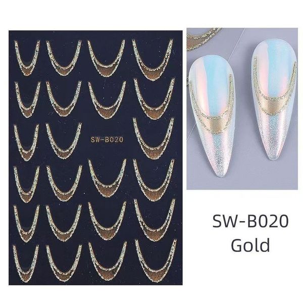 Adesivo de Unhas Sw-B0 para Decoração 3D Gradiente Linha Francesa Azul Rosa Roxo Verde OEM Adesivo de Unhas Sw-B0 para Arte 3D Gradiente Linha Francesa Azul Rosa Roxo Verde OEM