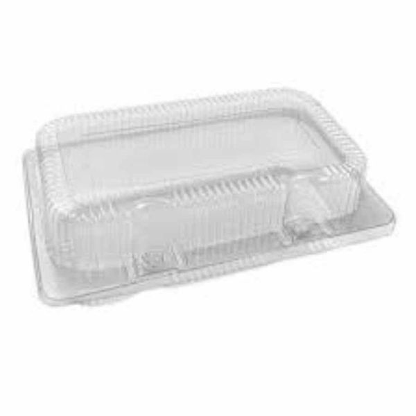 Embalagem Plástica Retangular Articulada PF-10 para Armazenamento e Transporte de Alimentos com Tampa Acoplada Embalagem Plástica Retangular Articulada PF-10 para Alimentos com Tampa Acoplada Transparente