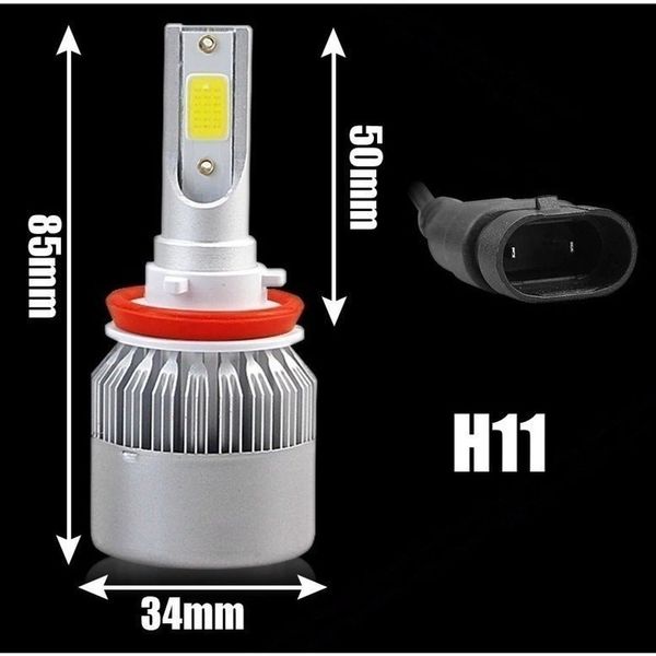 Par de Lâmpadas LED Automotivas para Farol C6 Super Led 6000K 12V a 24V Carros Motos e Caminhões Bivolt OEM Par de Lâmpadas LED para Farol C6 Super Led 6000K 12V a 24V Compatível com Carros Motos e Caminhões