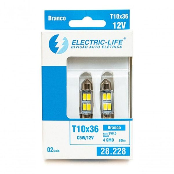 Lâmpada LED Automotiva Miniatura Branco F103 Compatível com Diversos Veículos Fluxo de 81 LUMENS Electric-Life Lâmpada LED Automotiva Miniatura Branco F103 Compatível com Diversos Veículos Electric-Life