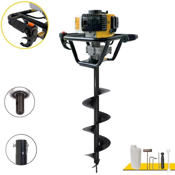 Perfurador de Solo PSL517 à Gasolina 51,7CC 1,8HP com Broca 80X20CM Alto Torque Amarelo Lynus Perfurador de Solo PSL517 51,7CC 1,8HP com Broca 80X20CM Amarelo Lynus