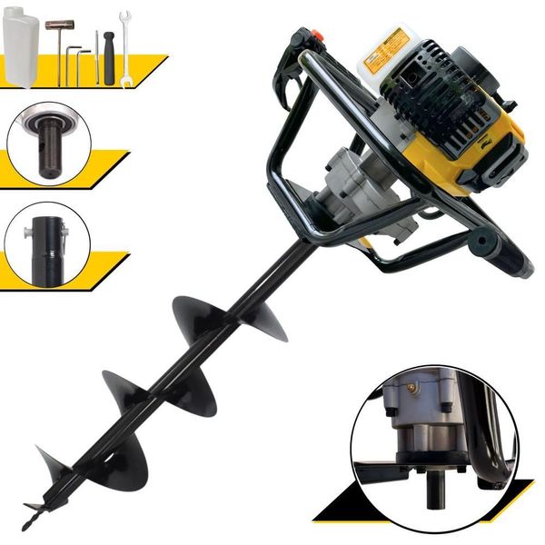 Perfurador de Solo PSL517 à Gasolina 51,7CC 1,8HP com Broca 80X20CM Espiral Simples Amarelo Lynus Perfurador de Solo PSL517 Gasolina 51,7CC 1,8HP com Broca 80X20CM Amarelo Lynus