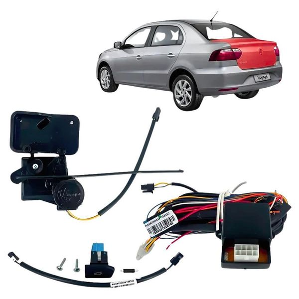 Kit Abertura de porta-malas Traseiro APMV Volkswagen Voyage G7 2016 a 2018 Destravamento Elétrico com Botão Auxiliar Kit Abertura de porta-malas Traseiro APMV Volkswagen Voyage G7 2016 a 2018 com Botão Auxiliar Preto