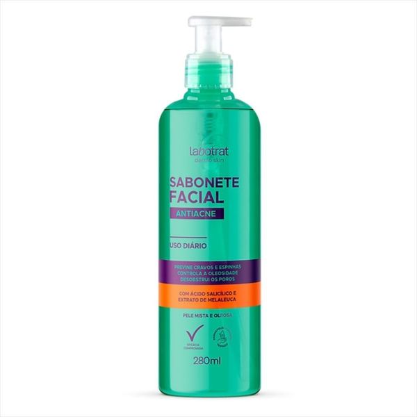 Sabonete Facial Antiacne Transparente 280ml para Limpeza Profunda e Controle de Oleosidade Labotrat Sabonete Facial Antiacne Transparente 280ml para Limpeza Profunda Labotrat