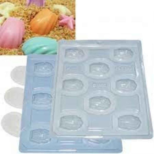 Forma para Chocolate Especial Conchinha para Produzir Cascas Uniformes com Silicone em 3 Partes BWB Forma para Chocolate Especial Conchinha com 8 Cavidades e Silicone em 3 Partes BWB