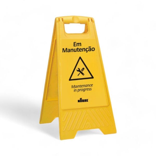 Placa Sinalizadora Plástica Modelo Segurança em Manutenção Dobrável com Alça Amarelo Placa Sinalizadora Segurança em Manutenção Dobrável com Alça em Polipropileno Amarelo