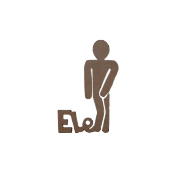 Plaquinha para Banheiro Masculino [F031] Sinalização Porta com Fita Dupla Face Natural Trovarelli Móveis Plaquinha para Banheiro Masculino [F031] MDF 3MM com Fita Dupla Face Natural Trovarelli Móveis