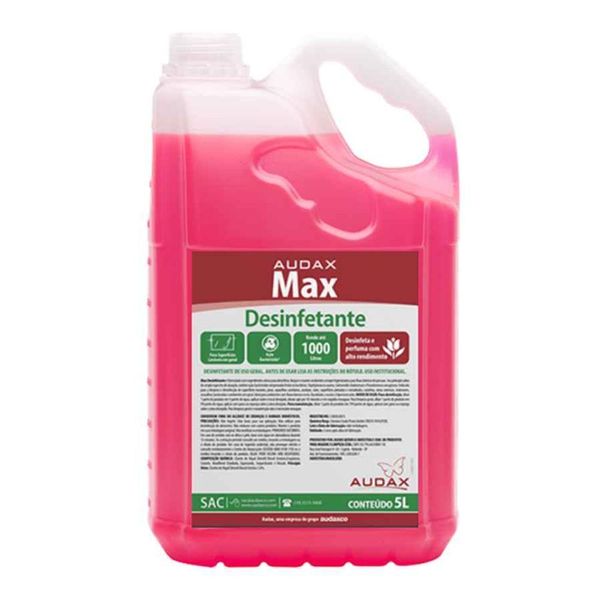Maxdesinfetante Lavanda Conc.5L R104107 Desinfeta, Limpa e Mantém Ambientes Higienizados para Fluxo Intenso de Pessoas Desinfetante Maxdesinfetante Lavanda Conc.5L R104107 para Ambientes Higienizados em Fluxo Intenso