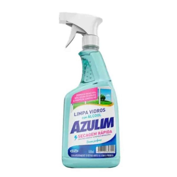 Limpa Vidros Azulim Gatilho 500ML para Limpeza Rápida de Vidros e Superfícies com Álcool Azulim Limpa Vidros Azulim Gatilho 500ML para Limpeza Eficiente de Vidros com Álcool Azulim