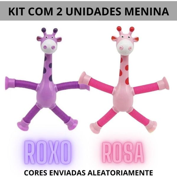 Brinquedo Infantil Girafa Pop Tubo LED com Ventosa Kit com 2 Unidades para Estimular Sentidos Rosa OEM Brinquedo Infantil Girafa Pop Tubo LED com Ventosa Kit com 2 Unidades Rosa OEM