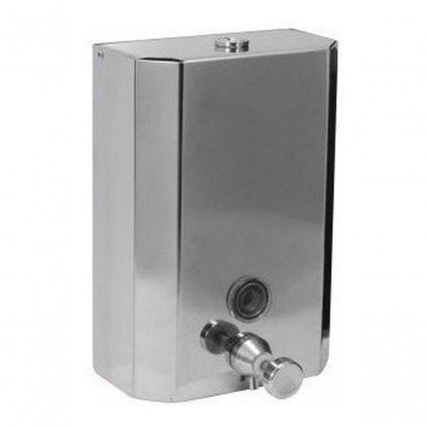 Saboneteira J16 2L em Aço Inox AISI 304 com Fechadura e Válvula em Latão Cromado Inox Higipack Saboneteira J16 2L em Aço Inox AISI 304 com Fechadura e Visor Transparente Inox Higipack