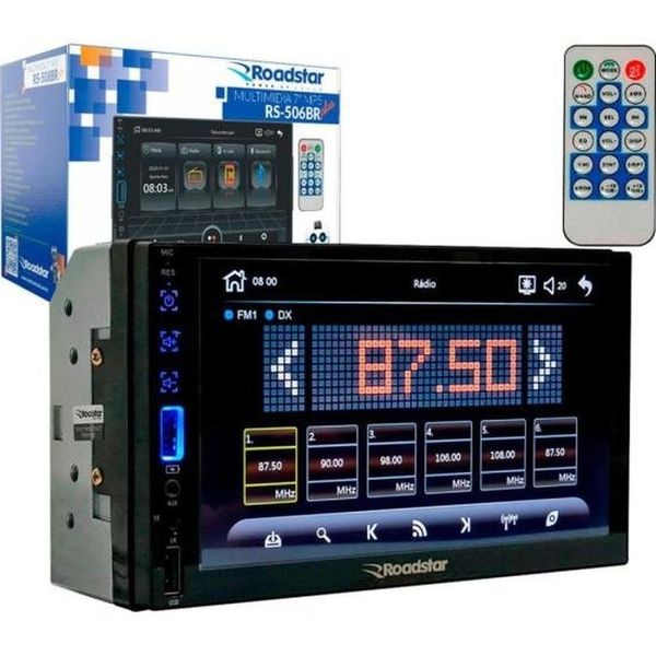 Multimídia Automotiva RS506BR 7 Full Touch com USB Bluetooth RCA Entrada Auxiliar Espelhamento Android Ios Multimídia Automotiva RS506BR 7 Full Touch com USB Bluetooth RCA Espelhamento Compatível com Android